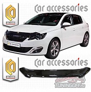 Дефлектор капота (черный) PEUGEOT 308 (2014-)