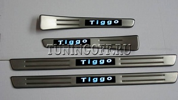 Металлические накладки на пороги CHERY TIGGO